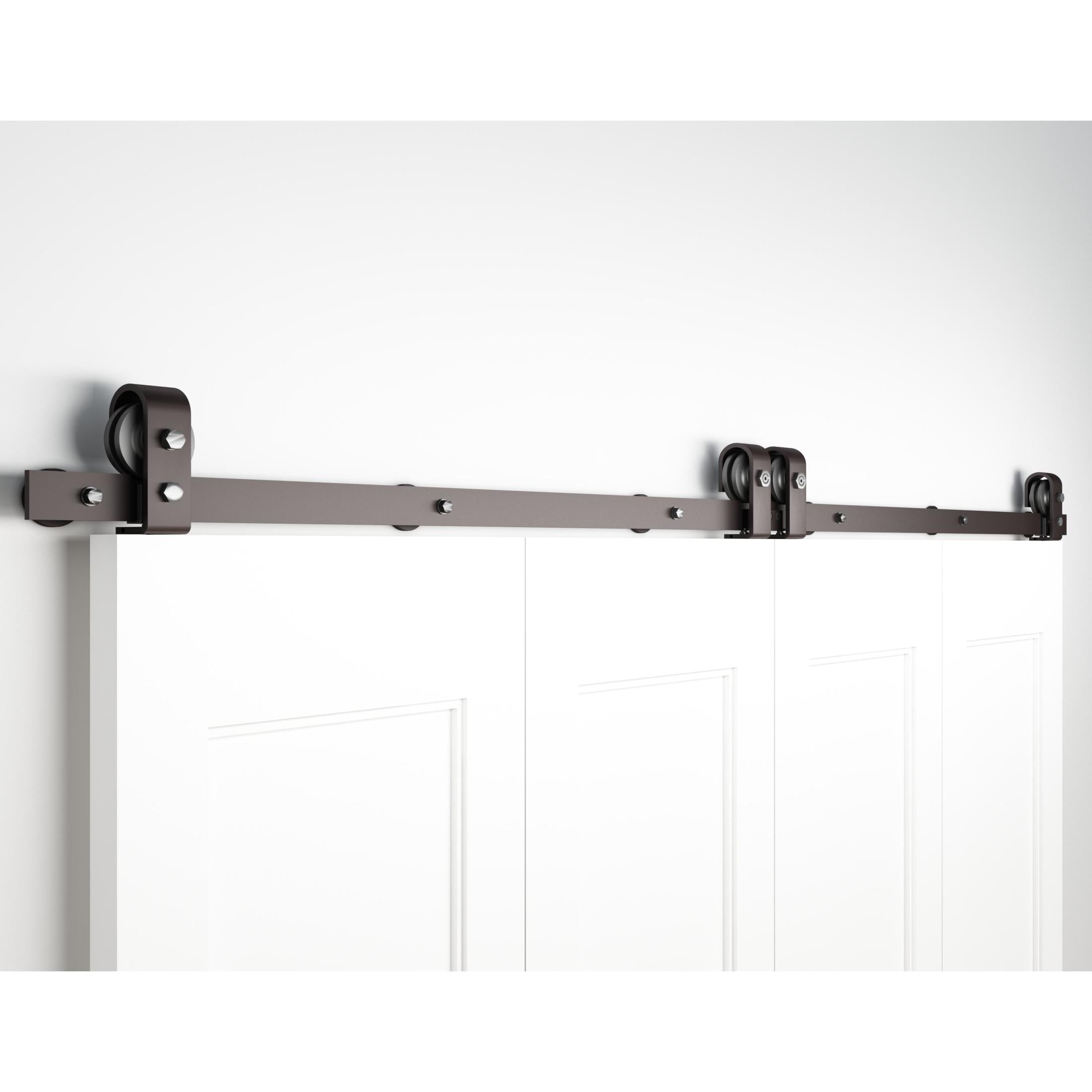 Top Mount Strap Style Folding Door Hardware Set, Matte Black
