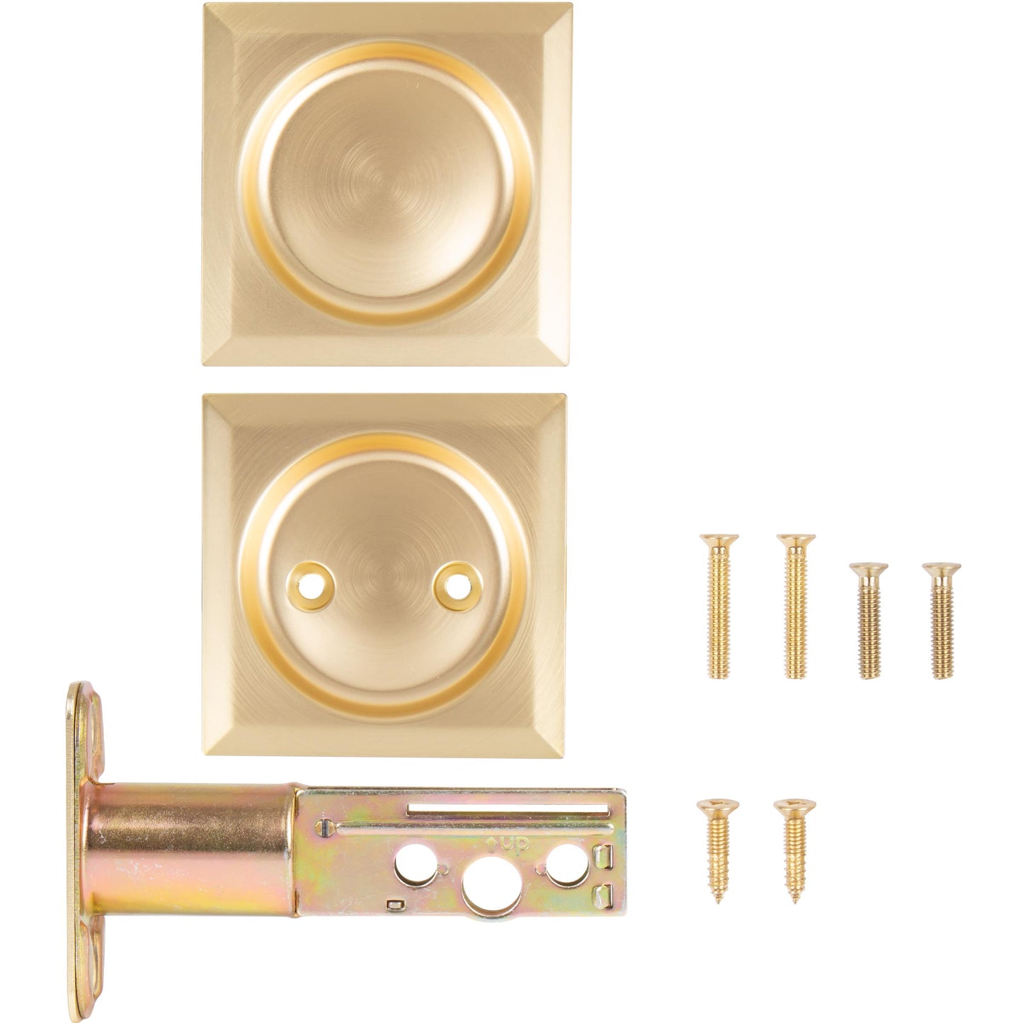 Stone Harbor Hardware Contemporary Square Pocket Door Lock, Passage Function, 2-3/4" Backset, Satin Brass