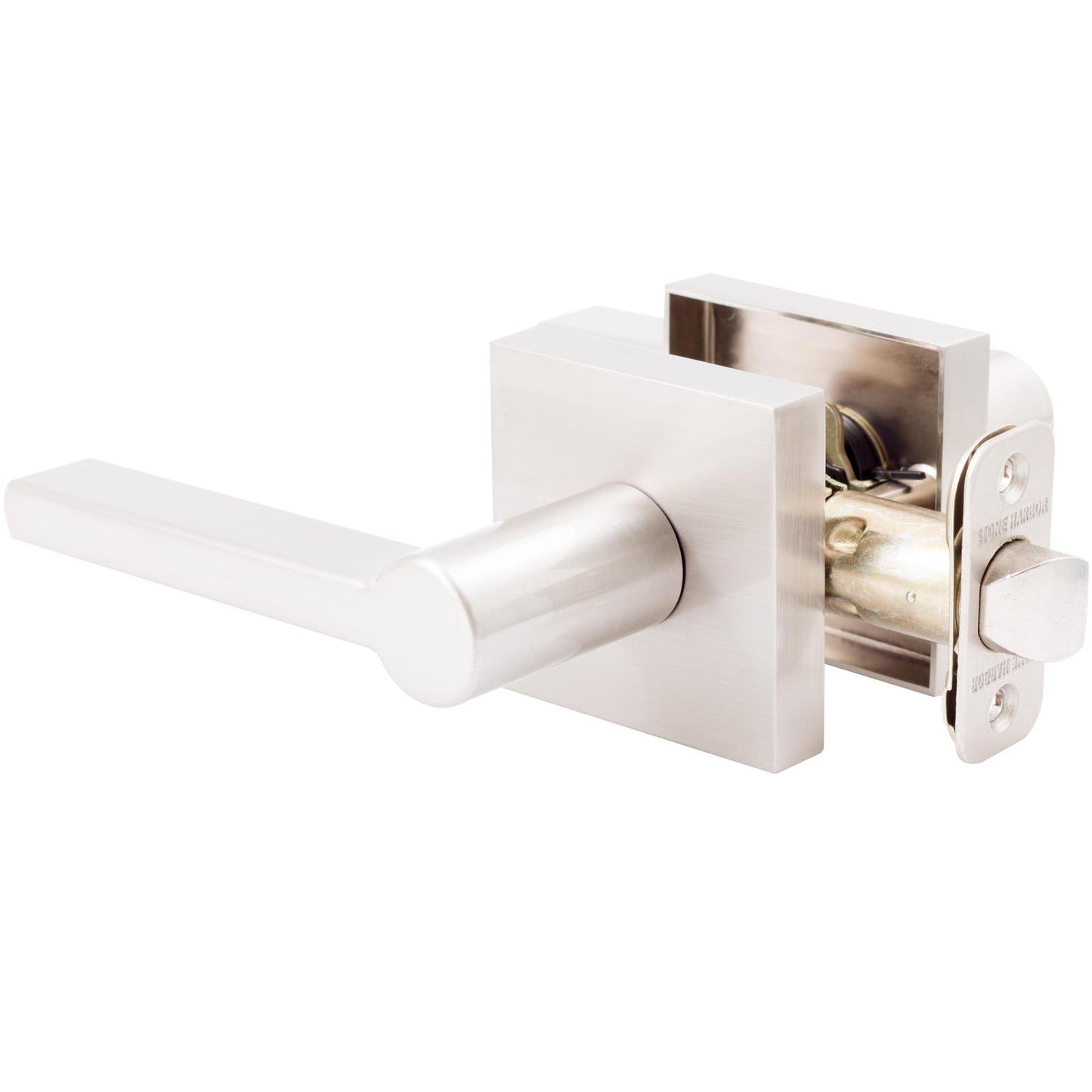 Stone Harbor Hardware Vienna Door Lever with Square Rosette, Passage (Hall/Closet) Latch, Satin Nickel