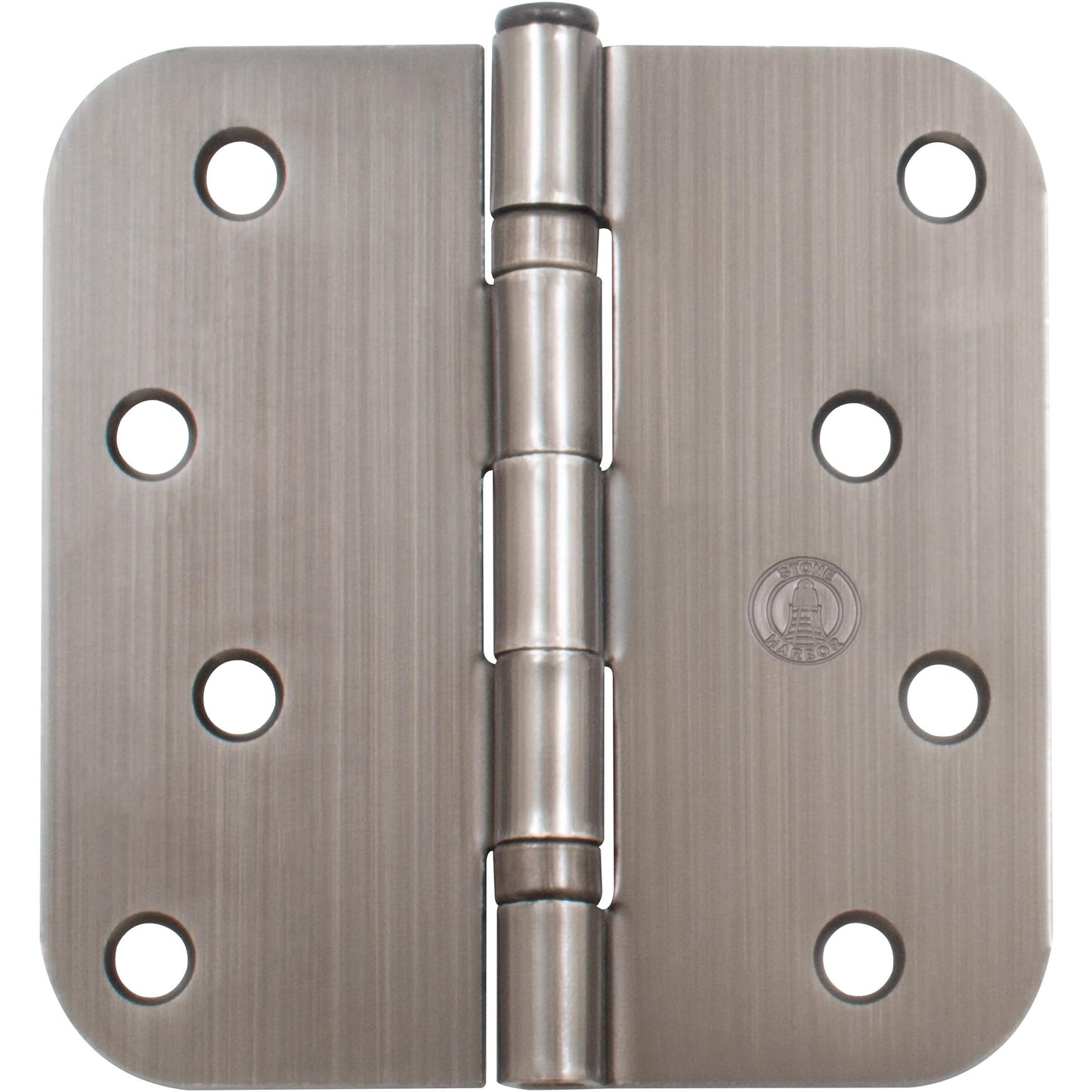 Stone Harbor Hardware 4" Ball-Bearing Door Hinges, 5/8" Radius Corner, Antique Nickel, 2-Pack
