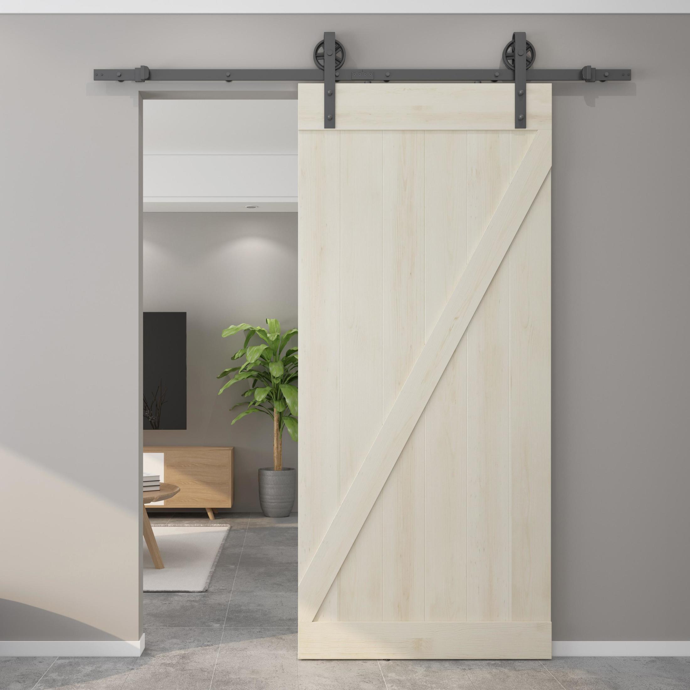 Wagon Wheel Strap Style Sliding Door Hardware Set, Fits Doors up to 36 Inches
