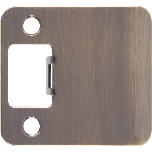 Stone Harbor Hardware Round Corner Extended Lip Strike Plate, 2-1/4" x 2", (2-1/2" Overall Length), Antique Brass