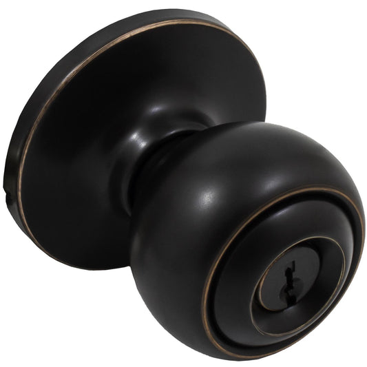 Stone Harbor Hardware Ball Door Knob, Entry Latch, KW Keyway, Vintage Bronze