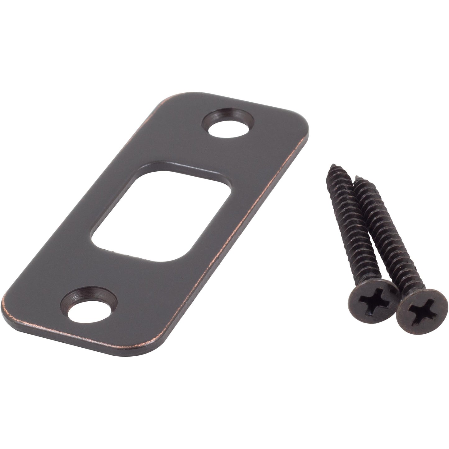 Stone Harbor Hardware Round Corner Deadbolt Strike Plate, 1-1/8" x 2-3/4", 2-1/8" Center-to-Center, Vintage Bronze