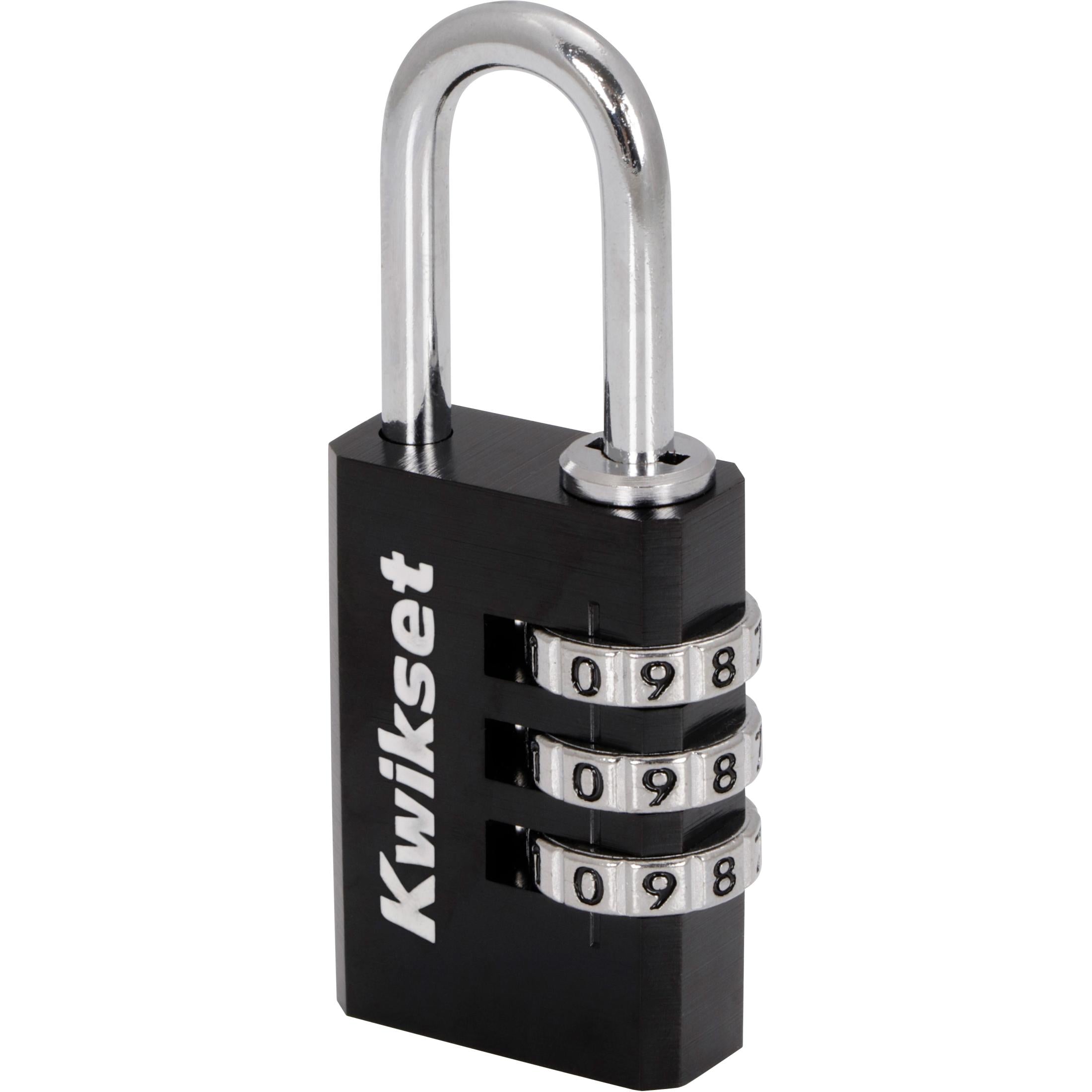 Kwikset 1-1/8" Aluminum Combination Padlock with 1" Shackle, Black