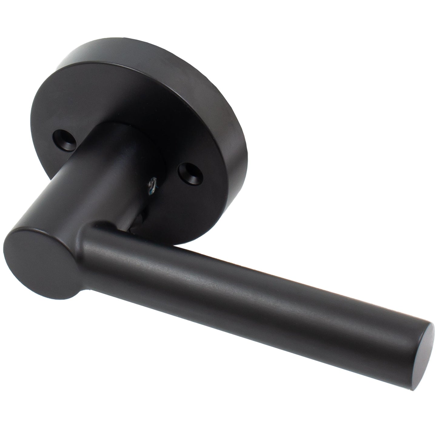 Stone Harbor Hardware Zurich Door Lever with Round Rosette, Privacy (Bed/Bath) Latch, Matte Black
