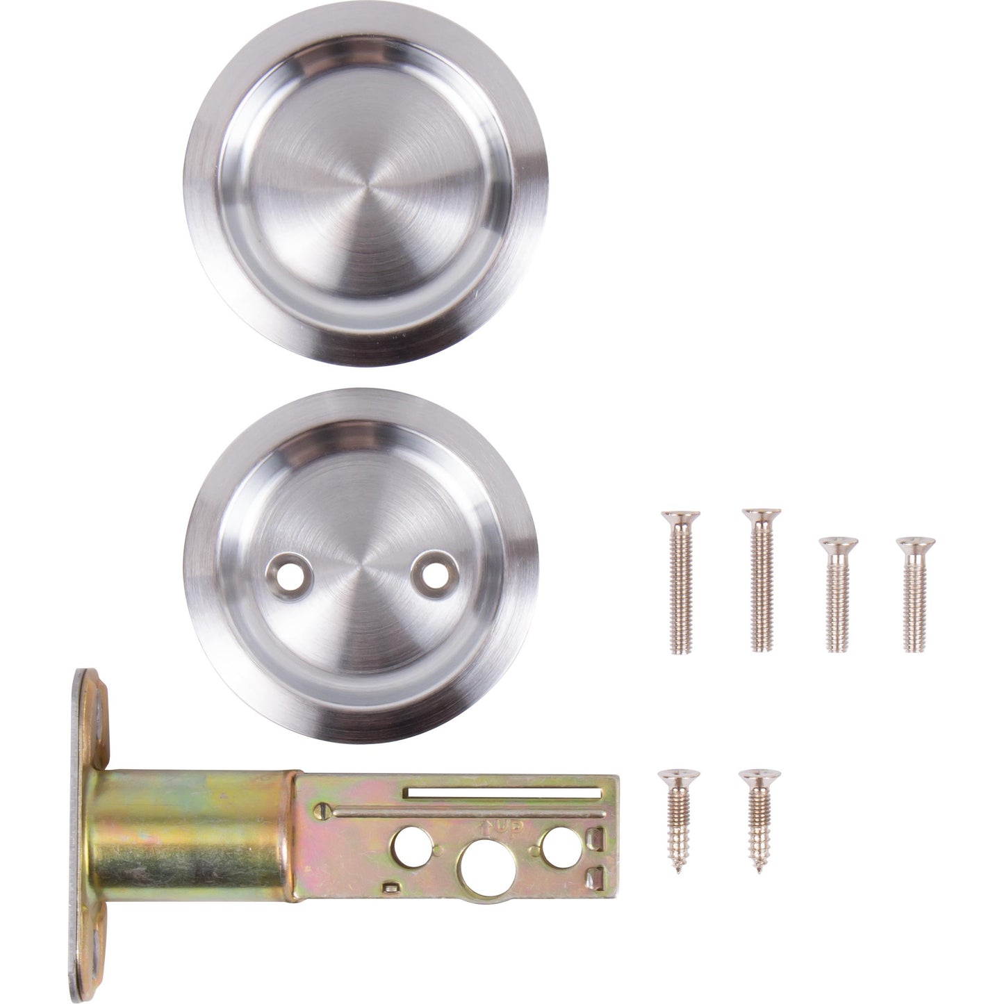 Stone Harbor Hardware Round Pocket Door Lock, Passage Function, 2-3/4" Backset, Satin Chrome