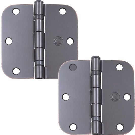Stone Harbor Hardware 3-1/2" Ball-Bearing Door Hinges, 5/8" Radius Corner, Vintage Bronze, 2-Pack