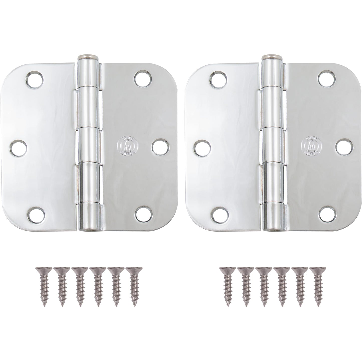 Stone Harbor Hardware 3-1/2" Door Hinges, 5/8" Radius Corner, Polished Chrome, 2-Pack