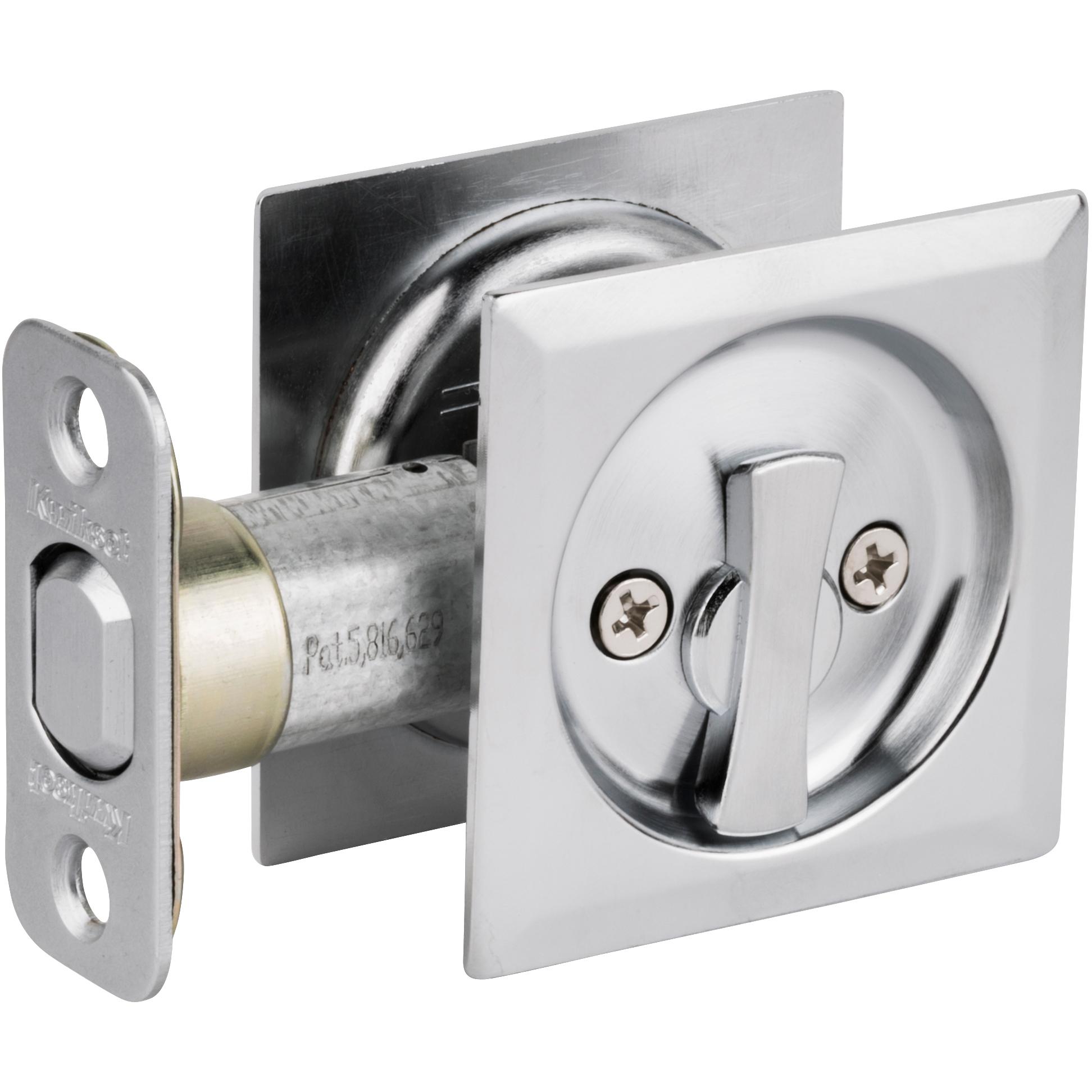 335x26D Square Pocket Door Lock Privacy - Satin Chrome