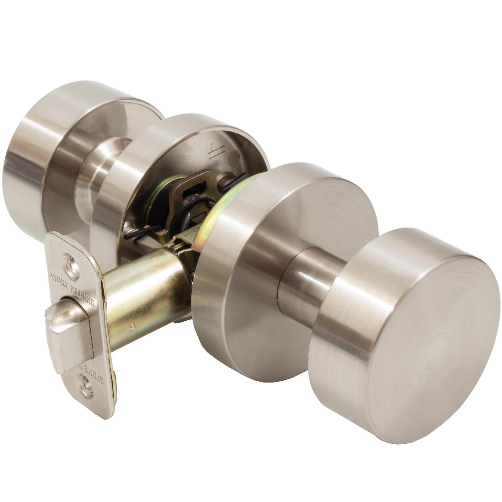 Stone Harbor Hardware Bonn Door Knob with Round Rosette, Passage (Hall/Closet) Latch, Satin Nickel