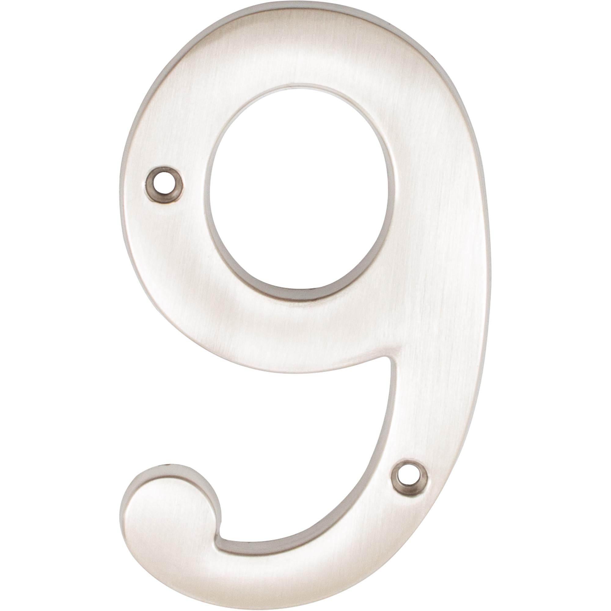 Stone Harbor Hardware Heavy-Duty House Numbers, #9, 4 Inches, Satin Nickel