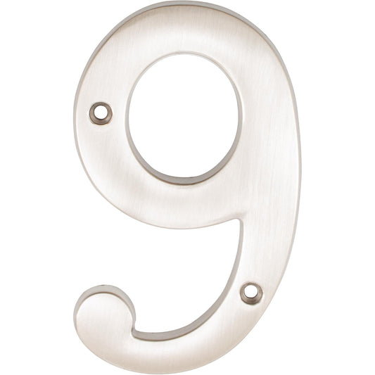 Stone Harbor Hardware Heavy-Duty House Numbers, #9, 4 Inches, Satin Nickel