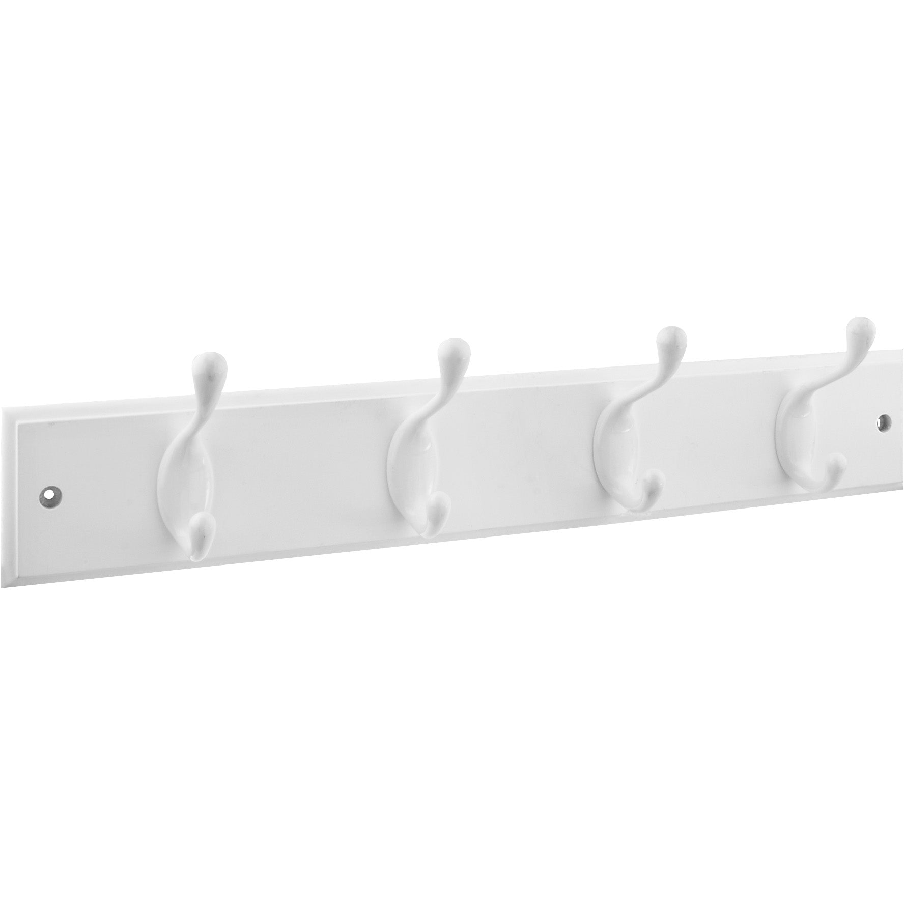 B8170 18" x 2-3/4" x 3/5" Hookrail with 4 Coat Hooks - White with White Rail