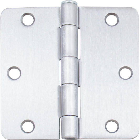 Stone Harbor Hardware Standard Hinge, 3-1/2 Inches, 1/4" Radius Corner, Bulk Pack (100 Each), Satin Chrome