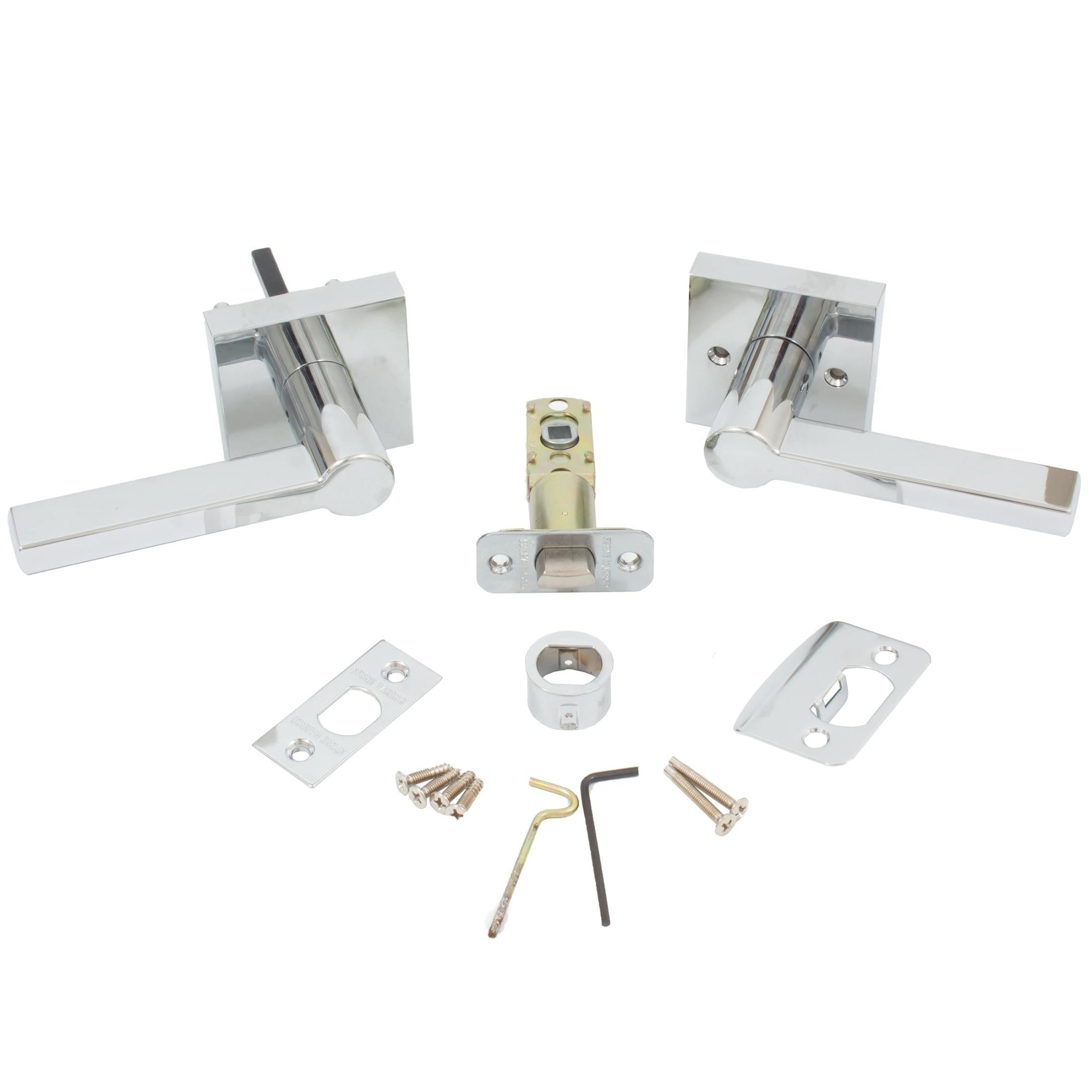 Vienna Door Lever with Square Rosette, Privacy (Bed/Bath) Function