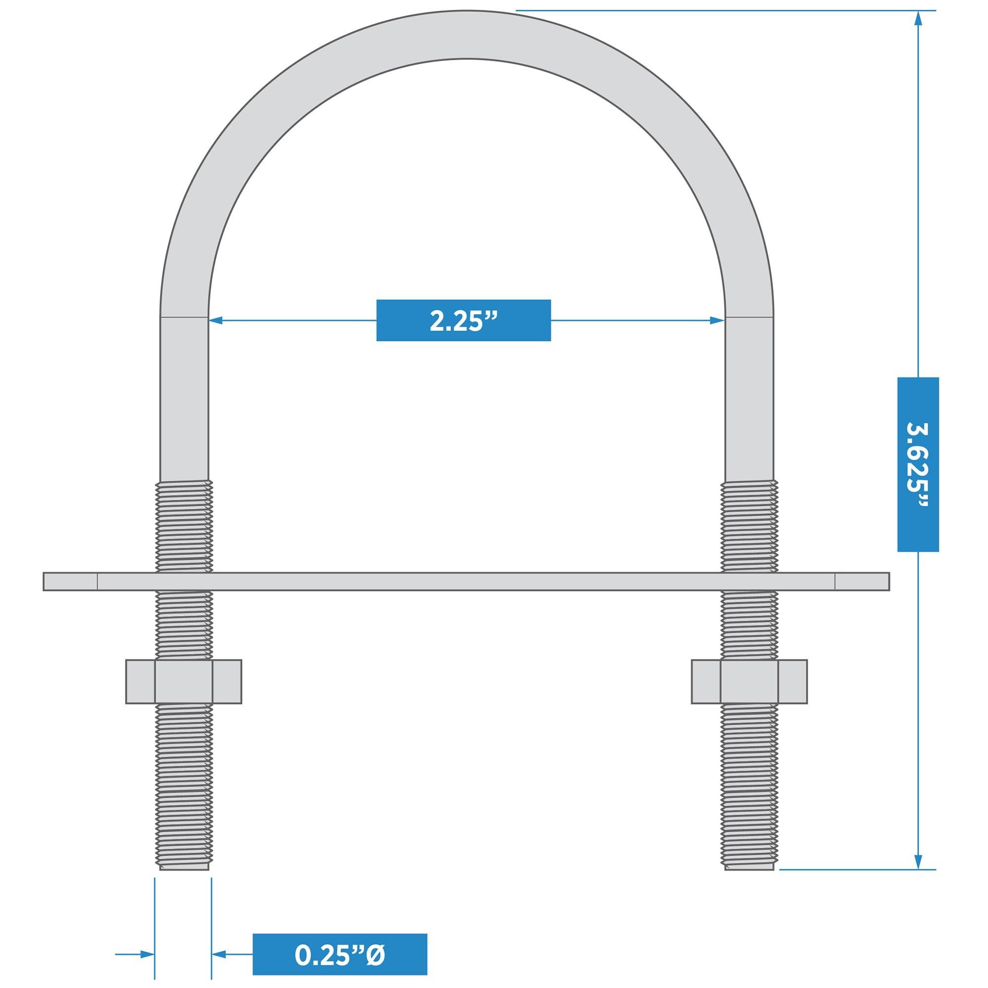 National Hardware - N100-221 V2193 1/4" x 2-1/4" x 3-5/8" U-Bolt in Stainless Steel, 2 pack