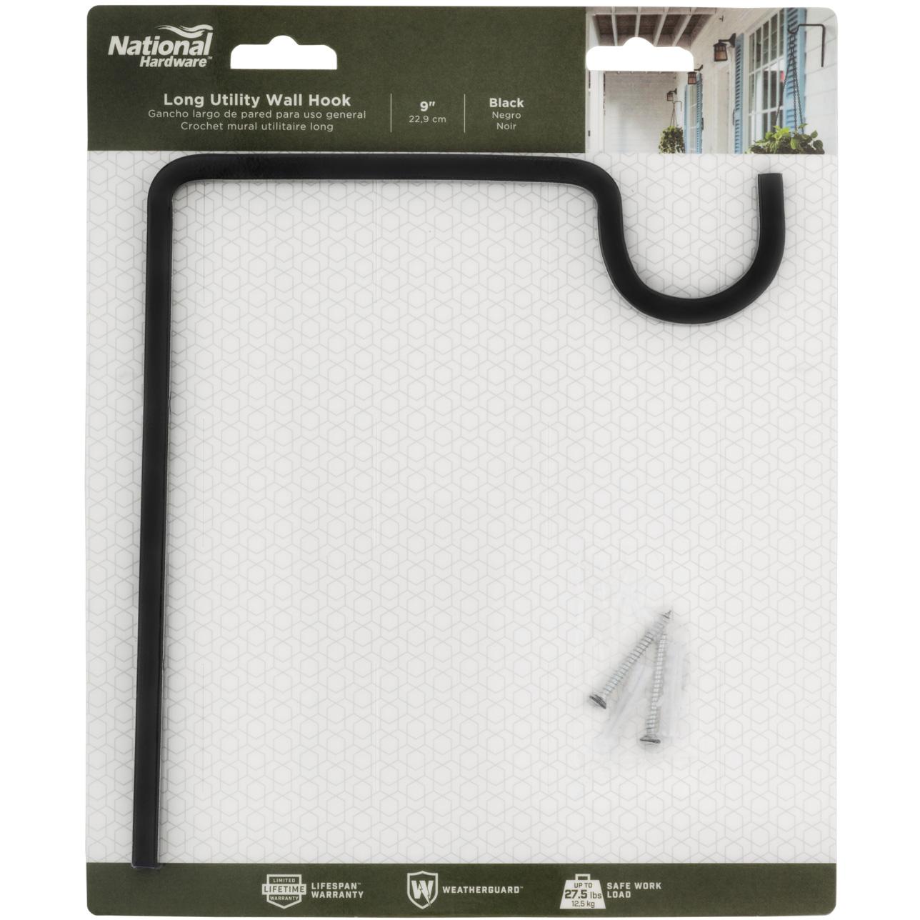National Hardware - N275-507 - V2646 - 9" Extended Wall Hook in Black