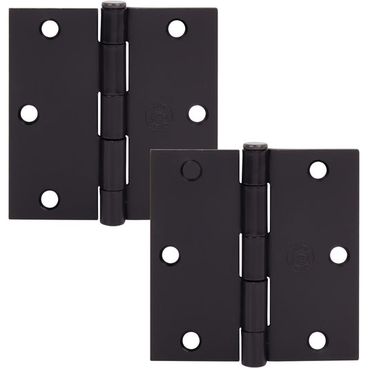 Stone Harbor Hardware 3-1/2" Door Hinges, Square Corner, Oil-Rubbed Bronze, 2-Pack