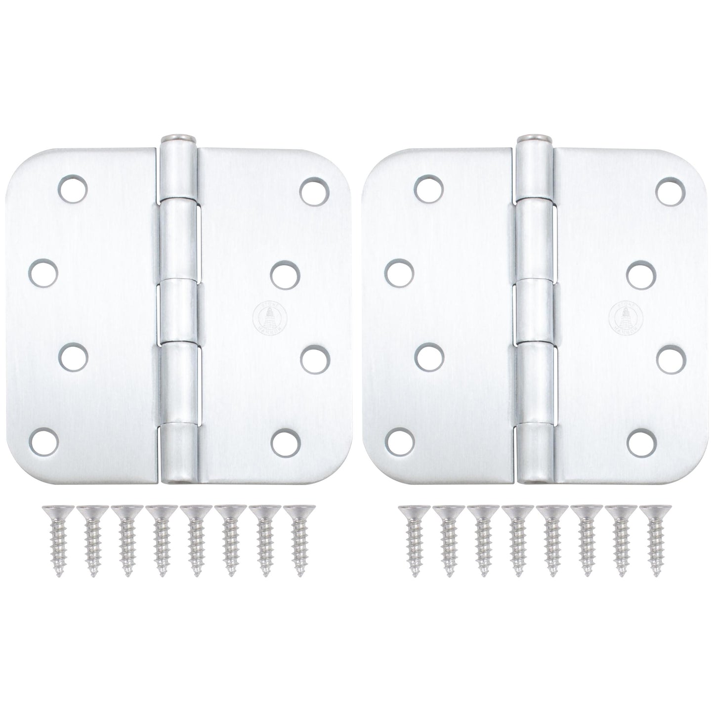Stone Harbor Hardware 4" Door Hinges, 5/8" Radius Corner, Satin Chrome, 2-Pack
