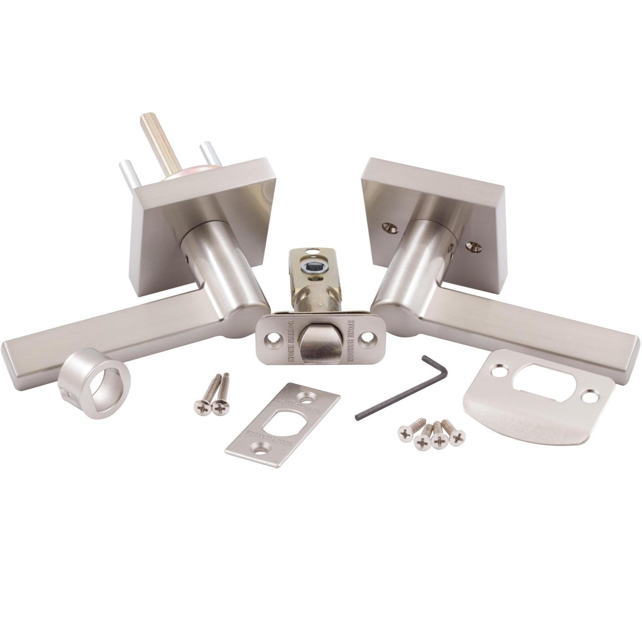 Vienna Door Lever with Square Rosette, Passage (Hall/Closet) Function