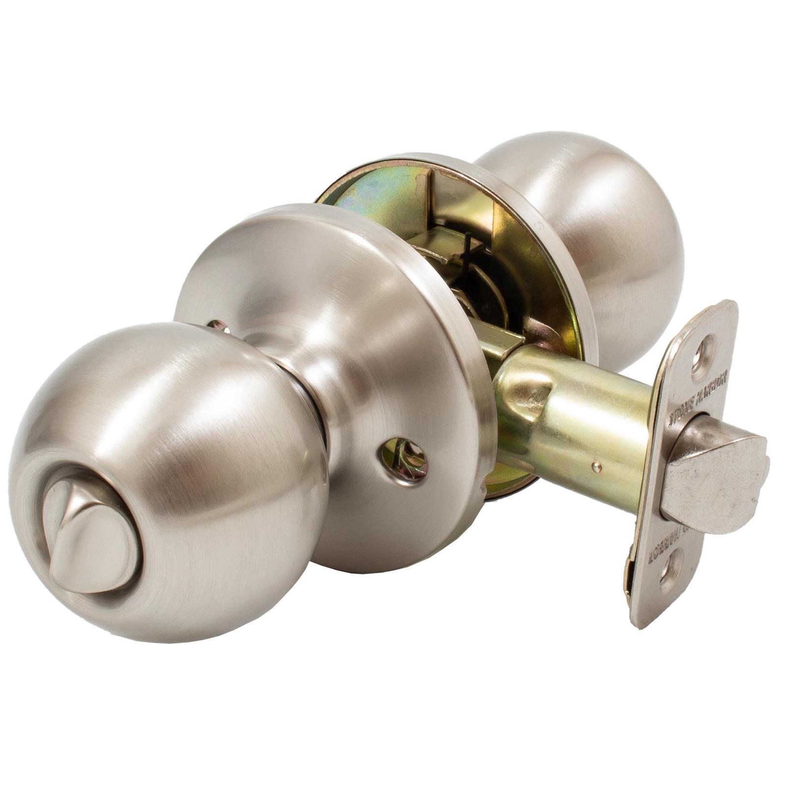 Stone Harbor Hardware Ball Door Knob, Entry Latch, SC Keyway, Satin Nickel