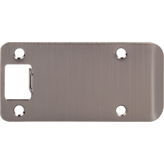 Stone Harbor Hardware Round Corner Extended Lip Strike Plate, 2-1/4" x 4", (4-1/2" Overall Length), Antique Nickel