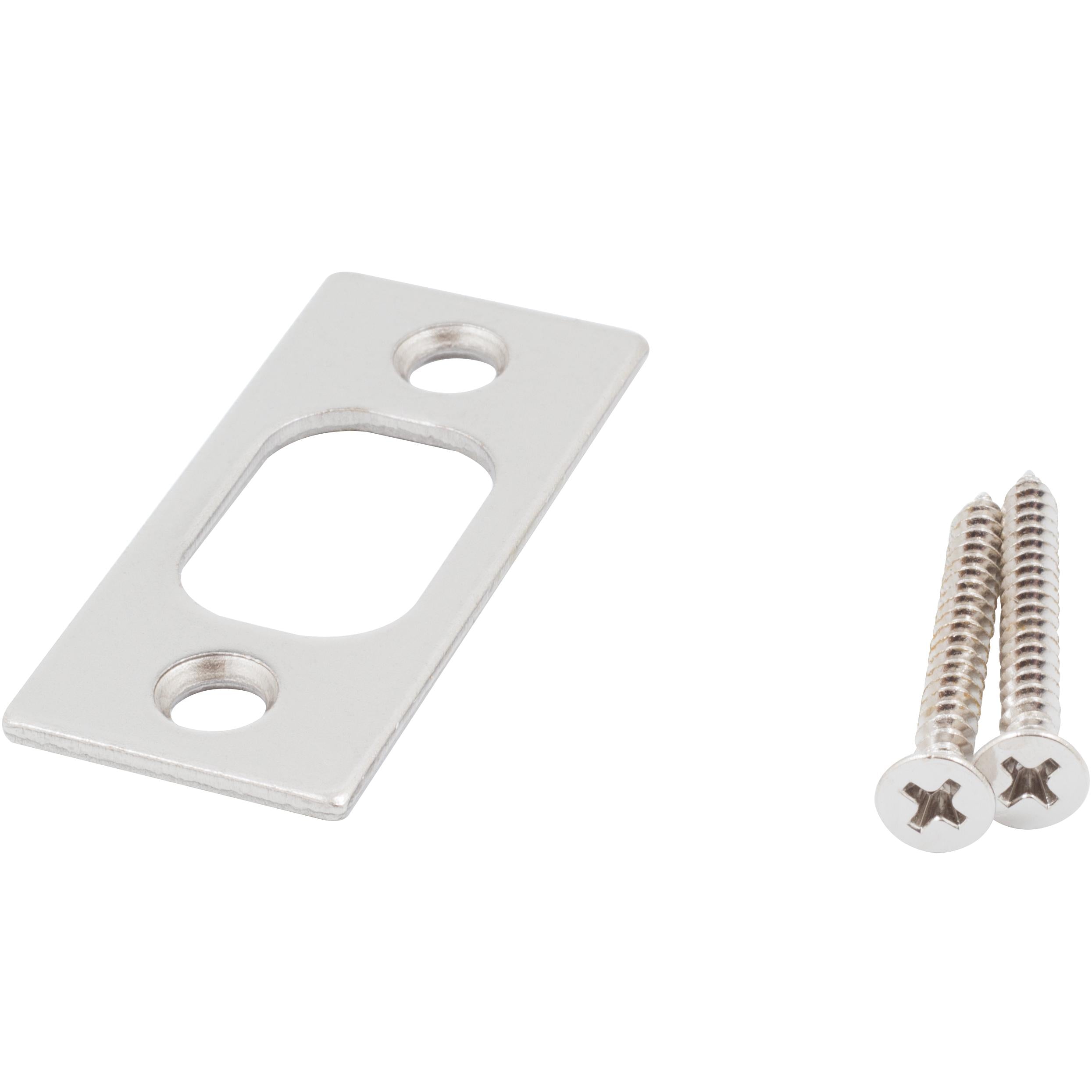 Square Corner Deadbolt Strike Plate, 1" x 2-1/4", 1-5/8" Center-to-Center