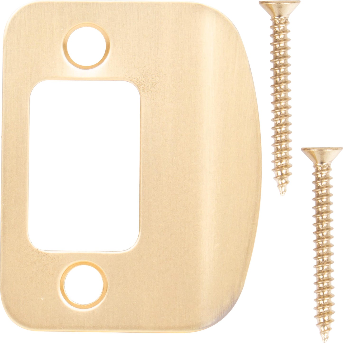 Stone Harbor Hardware Full Lip Round Corner Deadbolt Strike Plate, 2-1/4 Inches, 1-5/8" Center-to-Center, Satin Brass