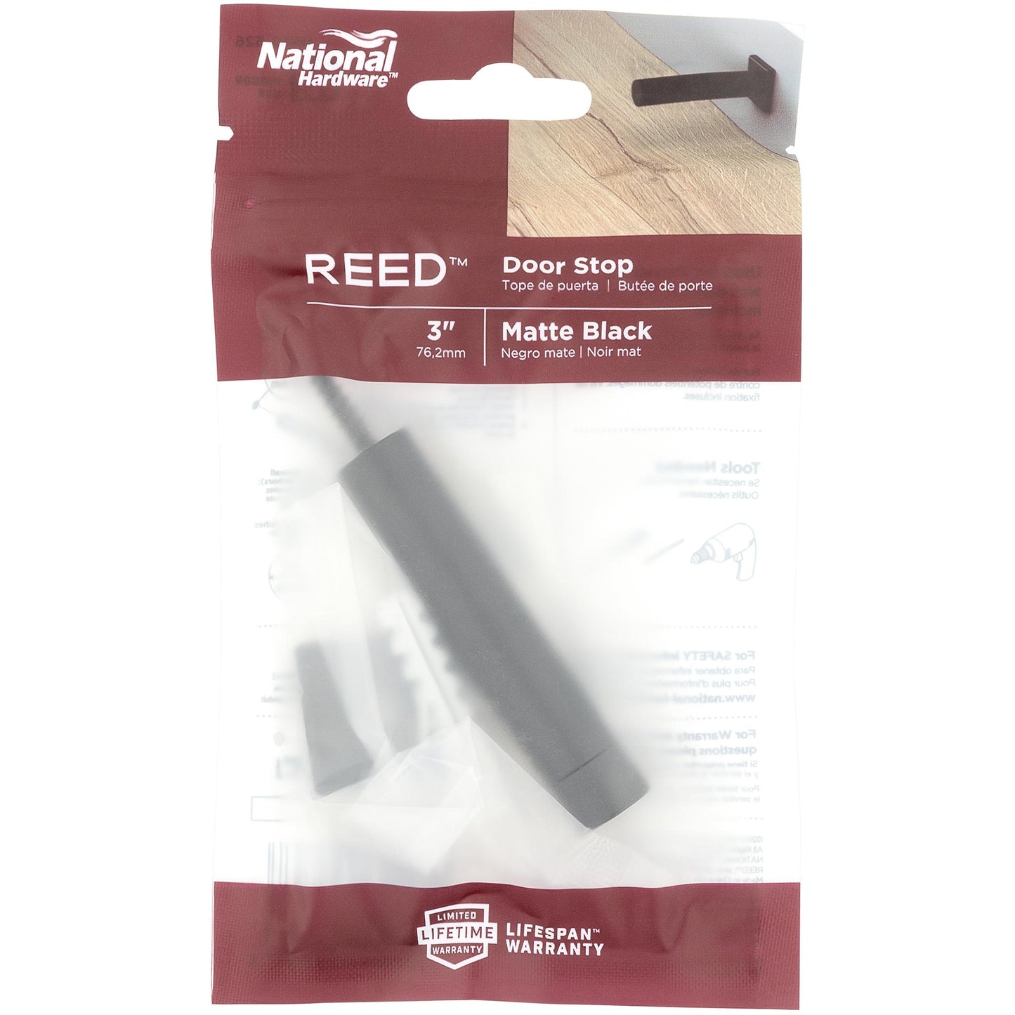 National Hardware - V251 Reed Door Stop - Matte Black