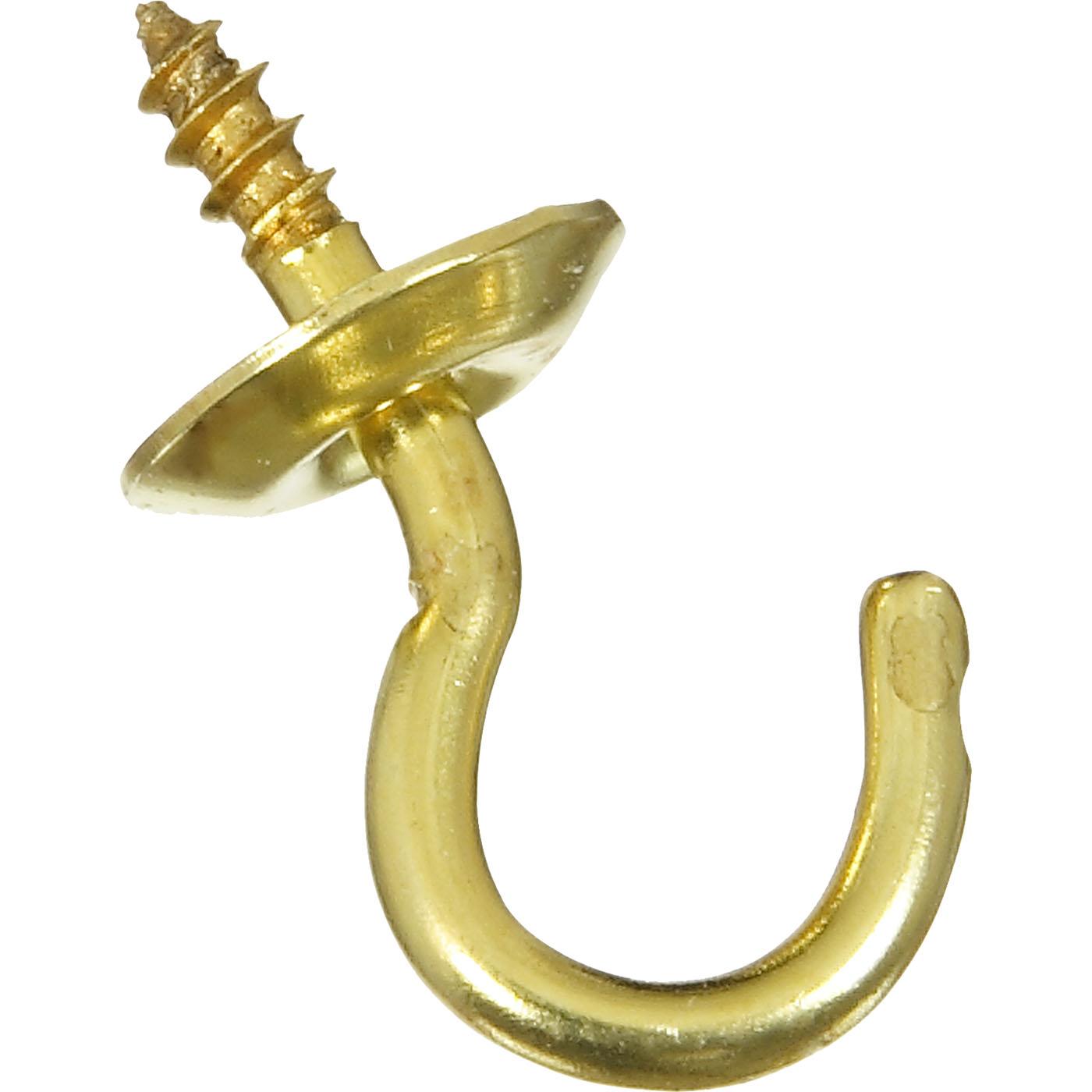 National Hardware - N119-602 V2021 1/2" Cup Hooks in Solid Brass, 6 pack