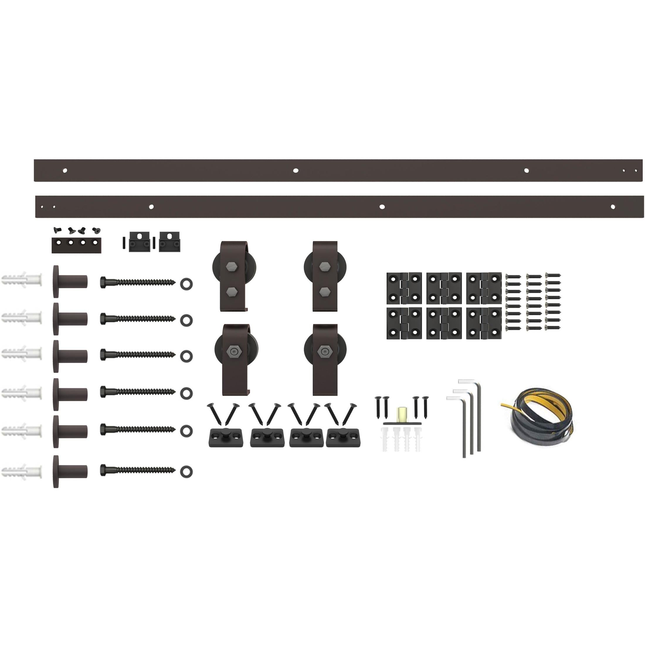 Top Mount Strap Style Folding Door Hardware Set, Matte Black