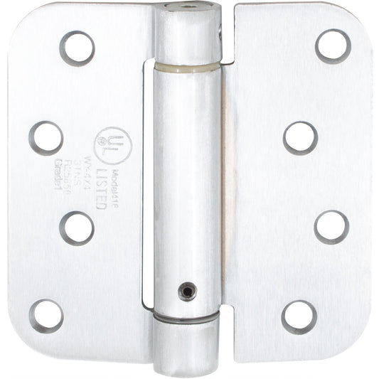 Stone Harbor Hardware Self-Closing Door Hinge, 4 Inches, 5/8" Radius Corner, Satin Chrome