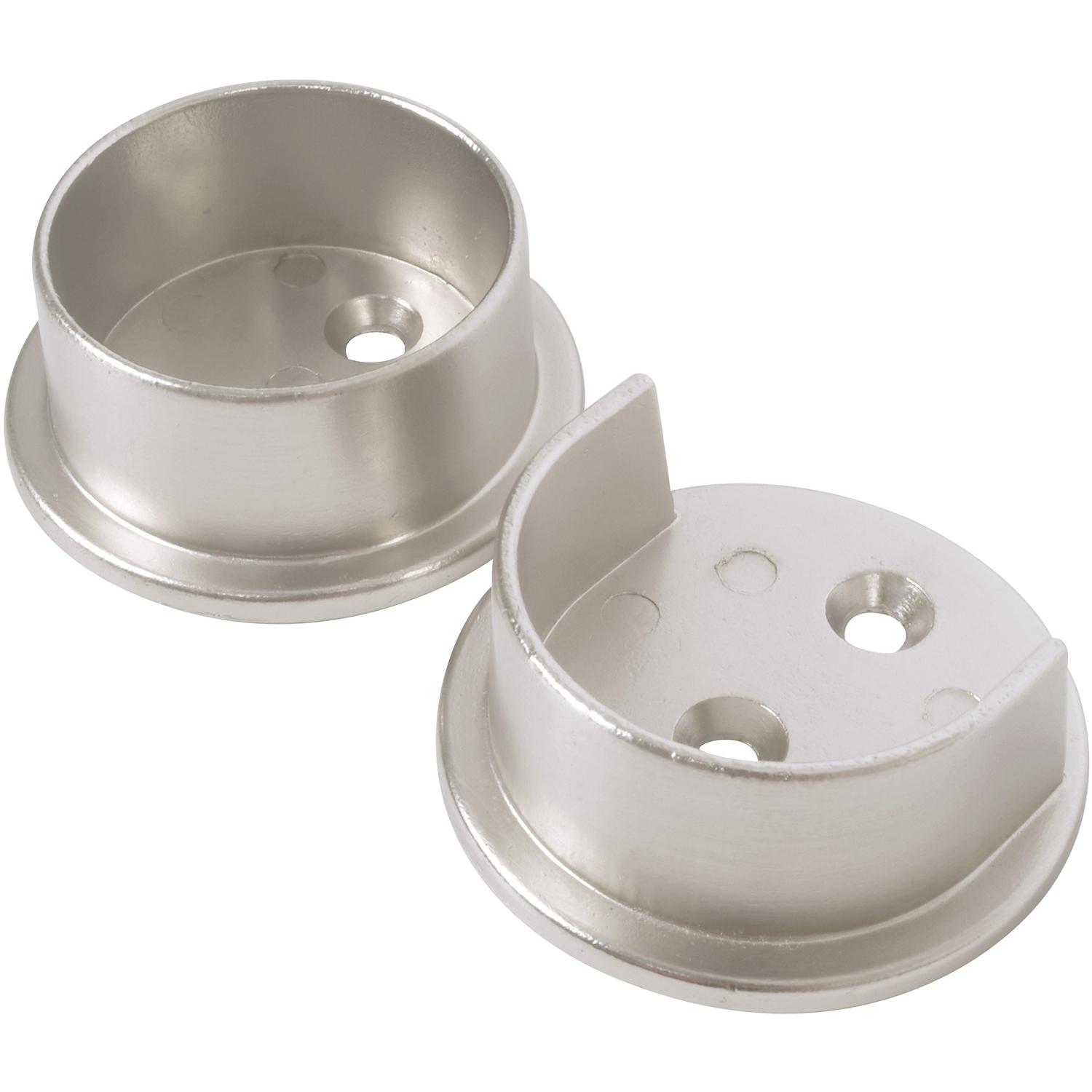 Stone Harbor Hardware Heavy-Duty Pole Sockets, 2 Holes, Satin Nickel