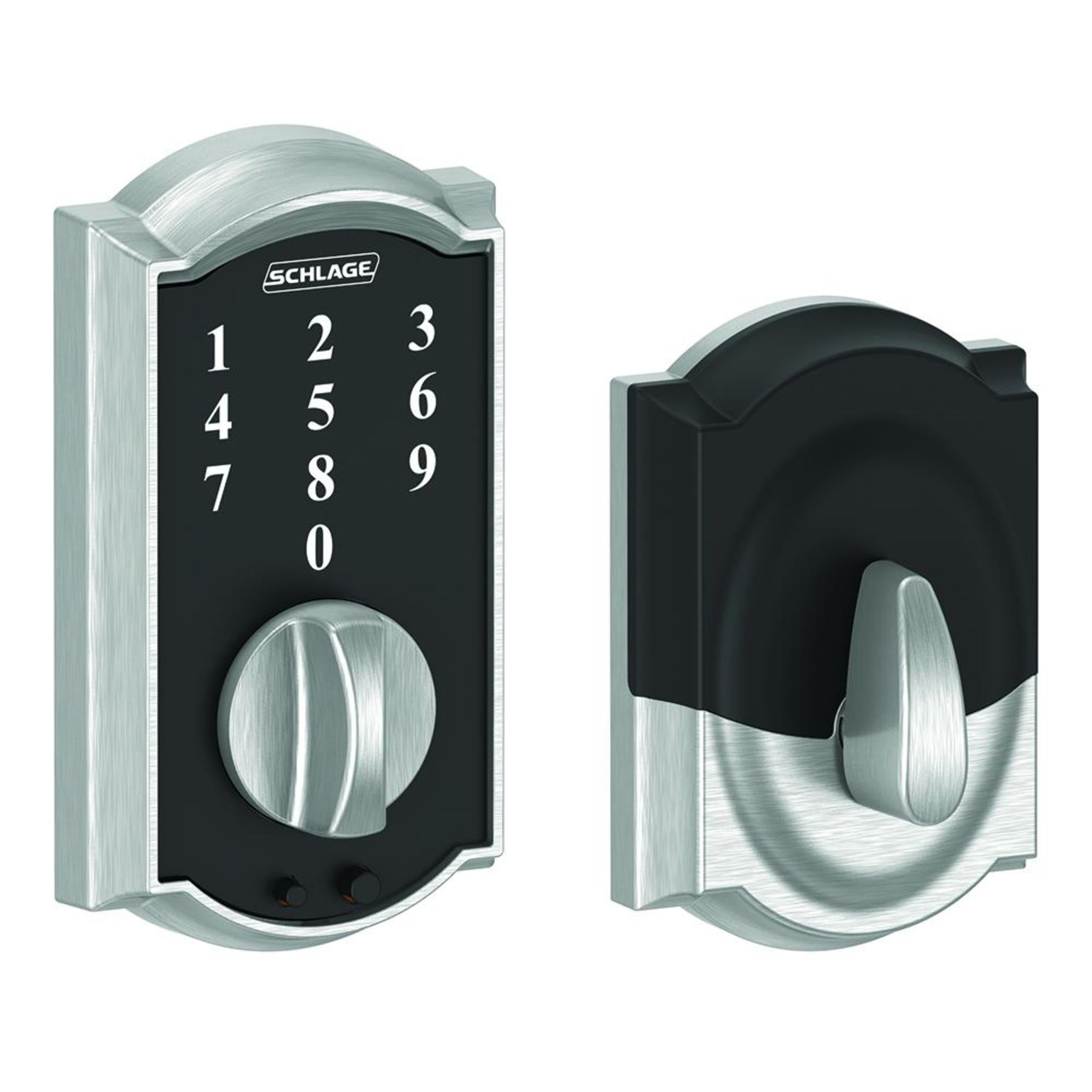 BE375CAM626 12-321 10-116 Camelot Touch Keyless Deadbolt - Satin Chrome