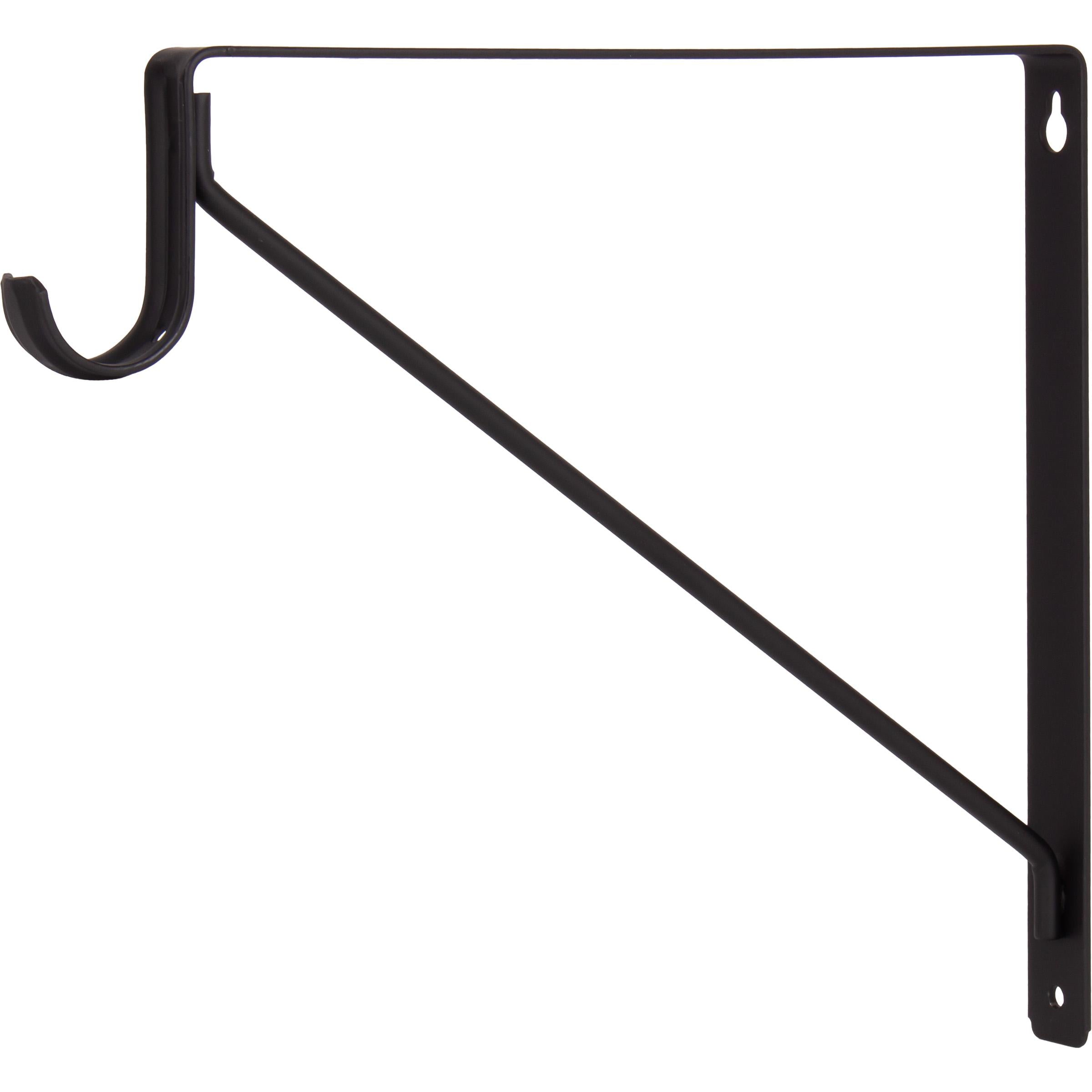 Stone Harbor Hardware Round Bar Shelf and Pole Bracket, Powder Coated, 3" Drop, Matte Black