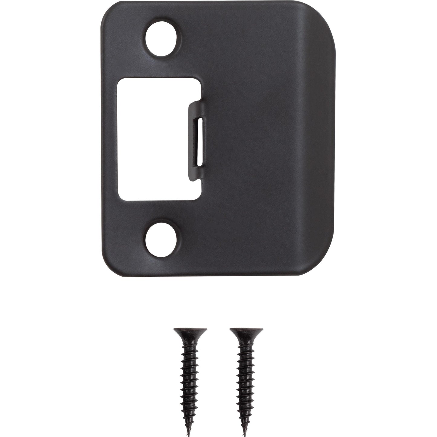 Stone Harbor Hardware Round Corner Extended Lip Strike Plate, 2-1/4" x 1-1/2", (2" Overall Length), Matte Black