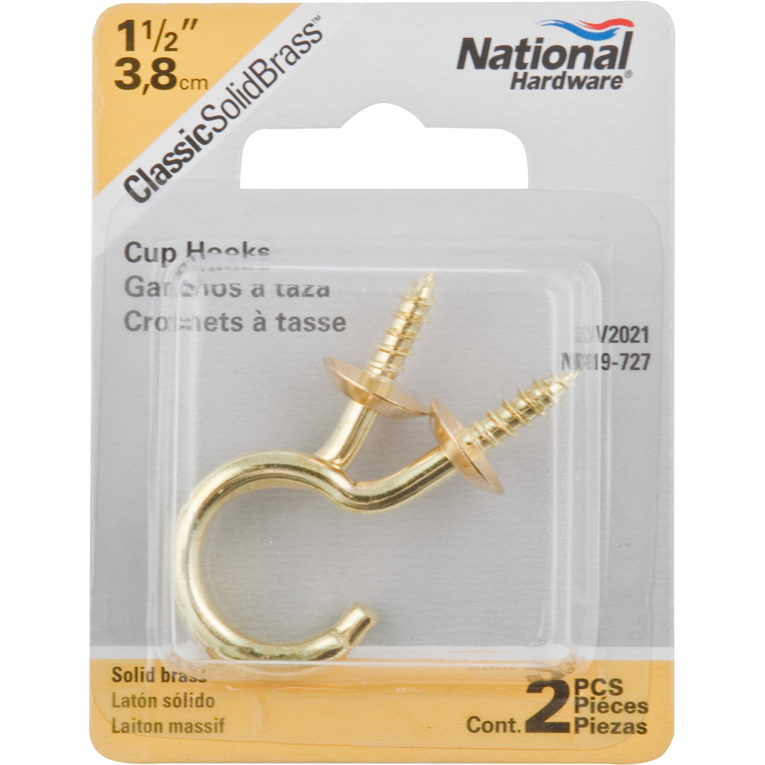 V2021 1-1/2" Cup Hook 2/pk - Polished Brass