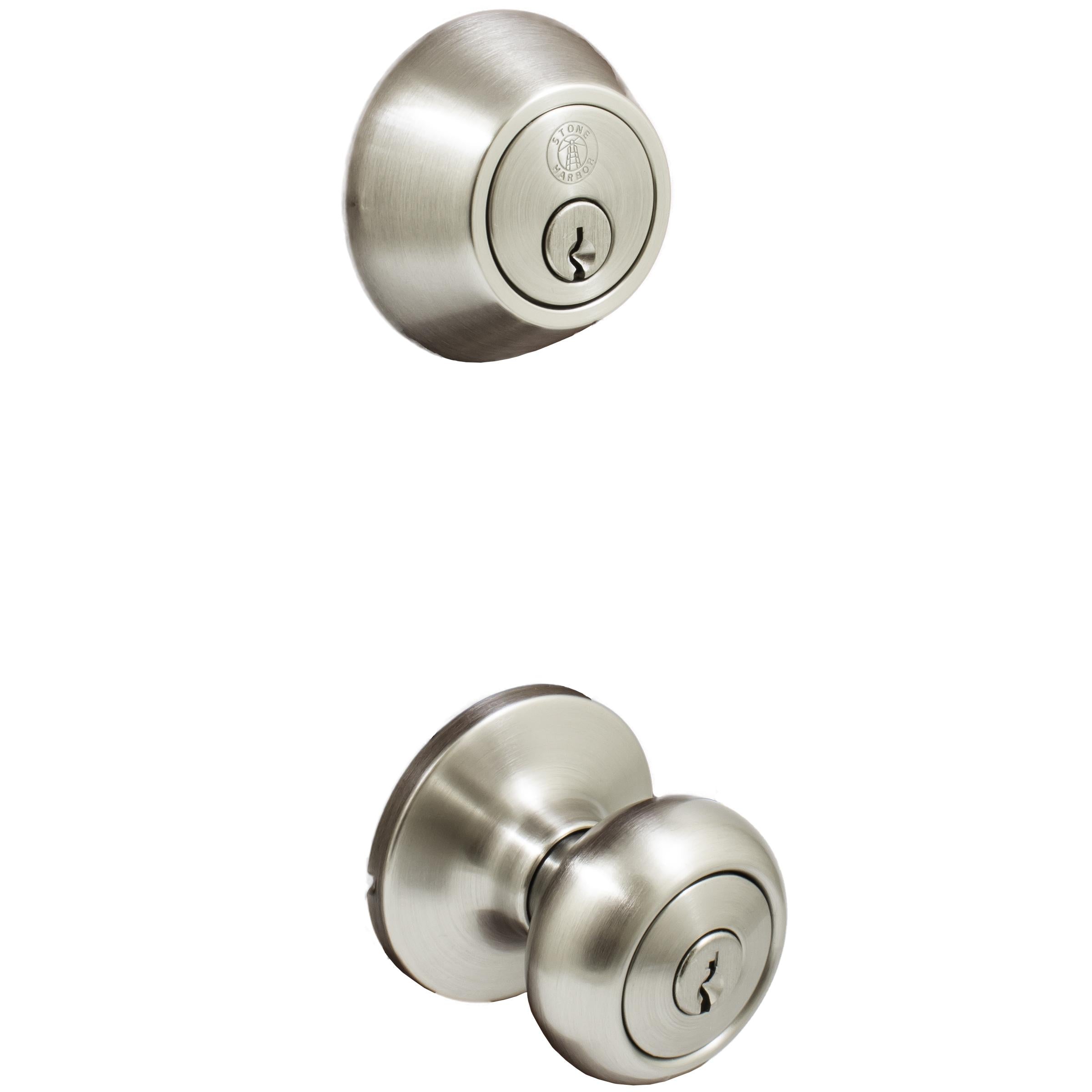 Stone Harbor Hardware Highland Door Knob Combo (With Deadbolt), SC Keyway, Satin Nickel