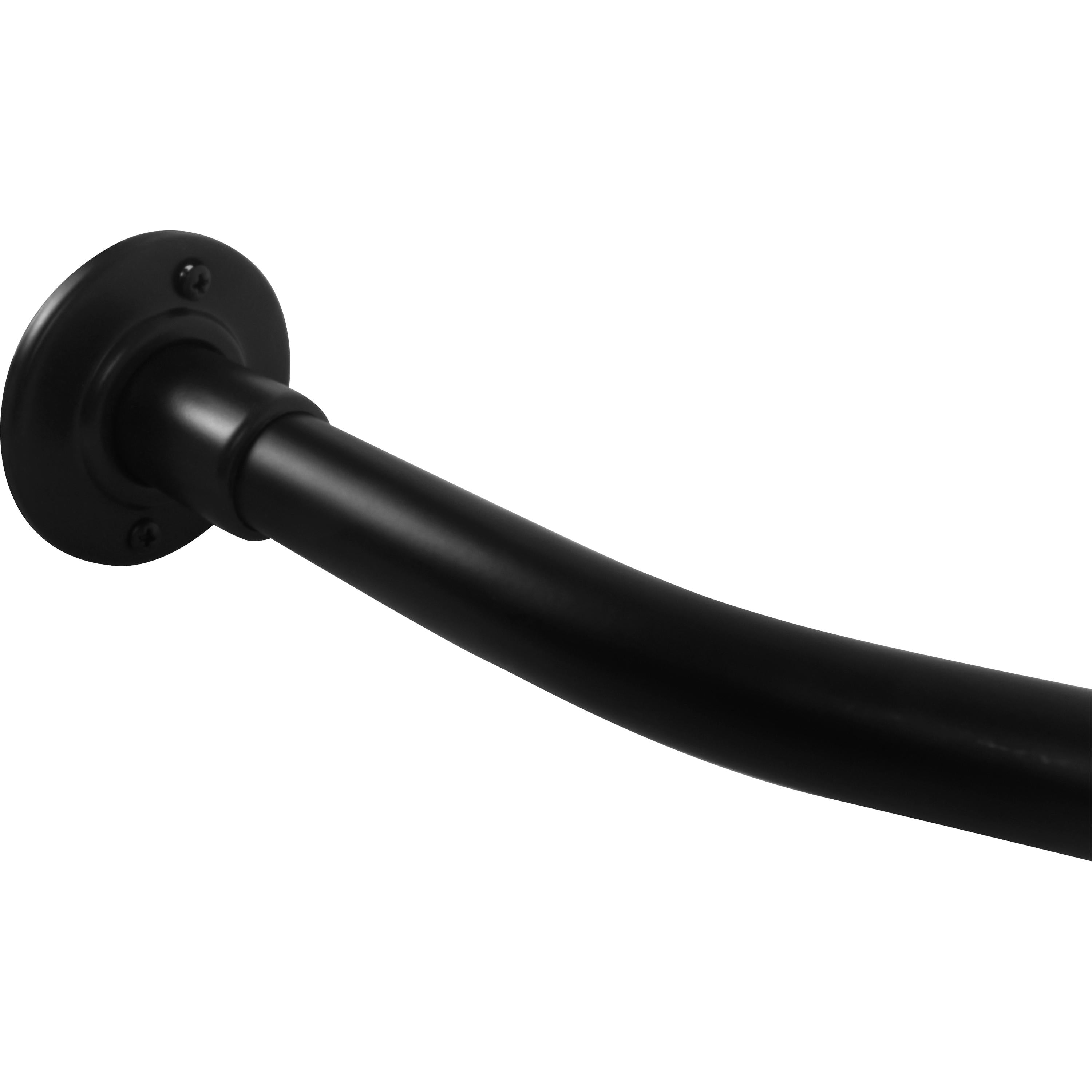 Stone Harbor Hardware Curved Shower Rod, 5 Feet, 3" Diameter Rose, Exposed Screws, Matte Black