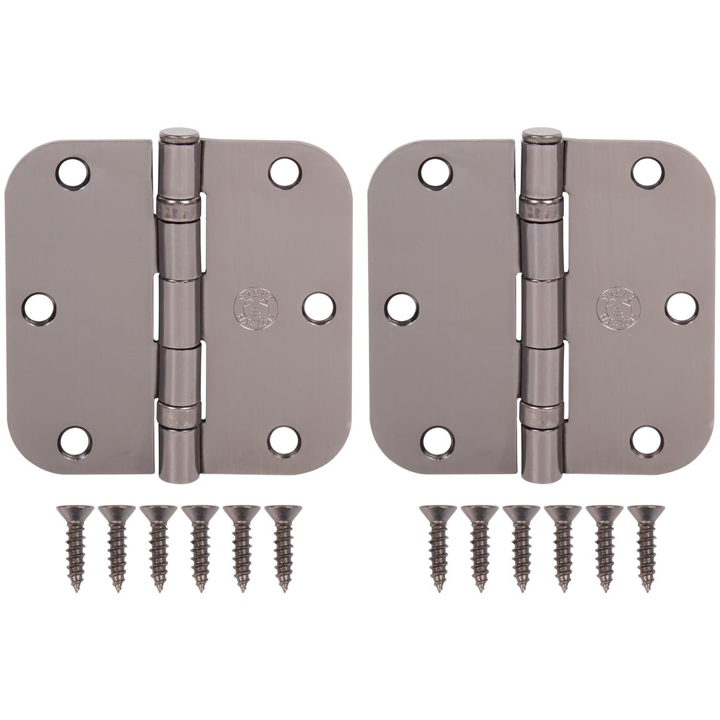 Stone Harbor Hardware 3-1/2" Ball-Bearing Door Hinges, 5/8" Radius Corner, Antique Nickel, 2-Pack