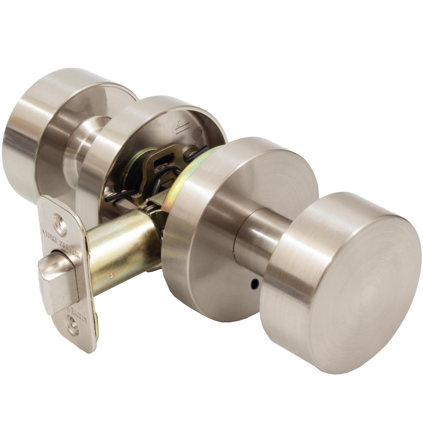 Stone Harbor Hardware Bonn Door Knob with Round Rosette, Privacy (Bed/Bath) Latch, Satin Nickel
