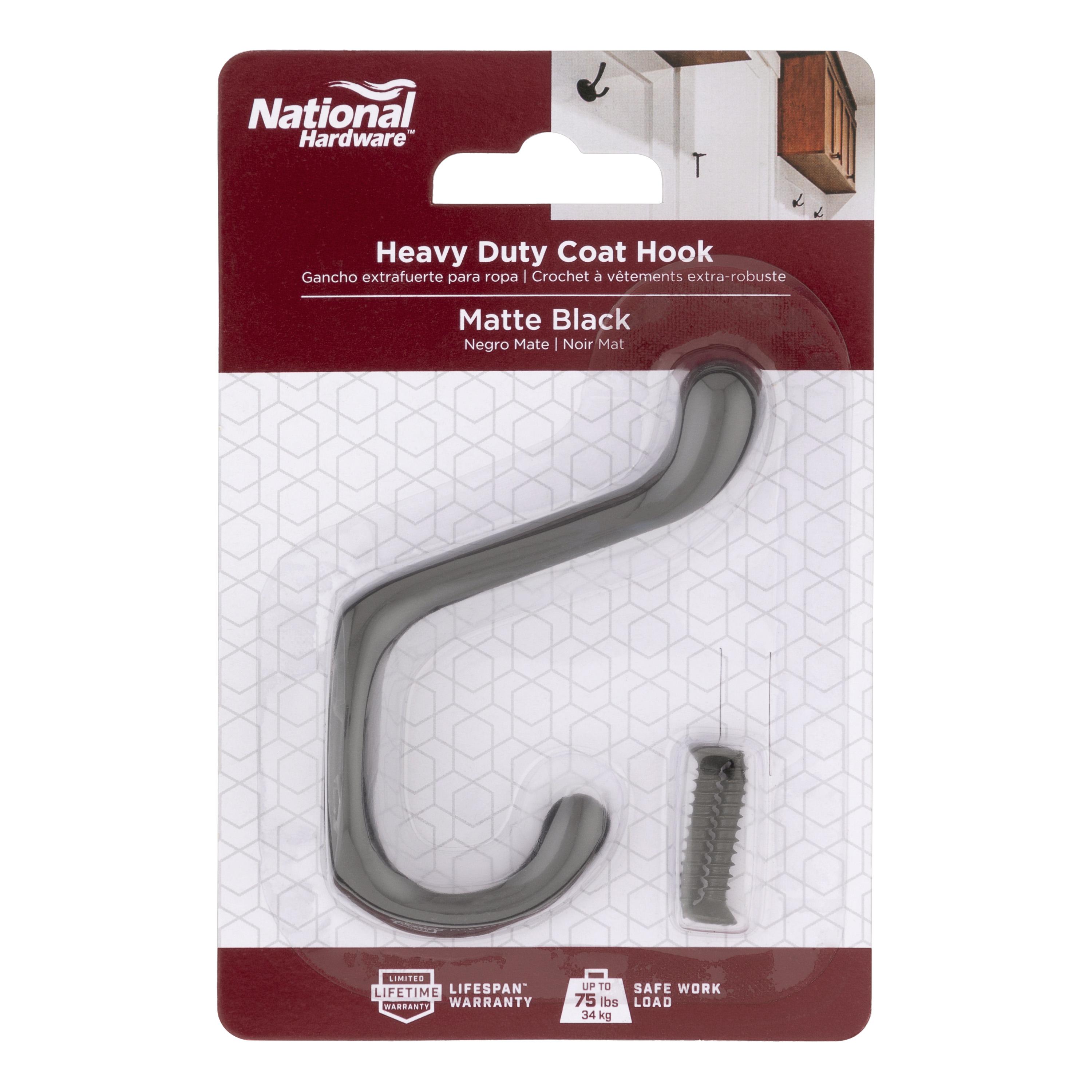V166 Heavy-Duty Coat Hook - Matte Black