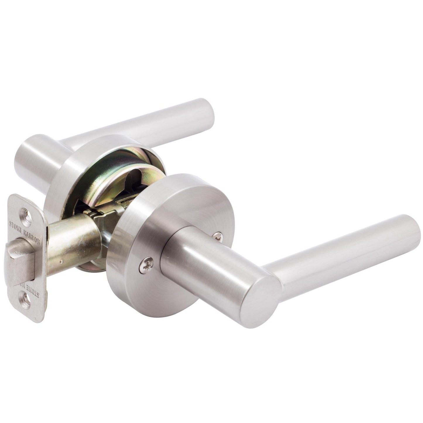 Stone Harbor Hardware Zurich Door Lever with Round Rosette, Passage (Hall/Closet) Latch, Satin Nickel