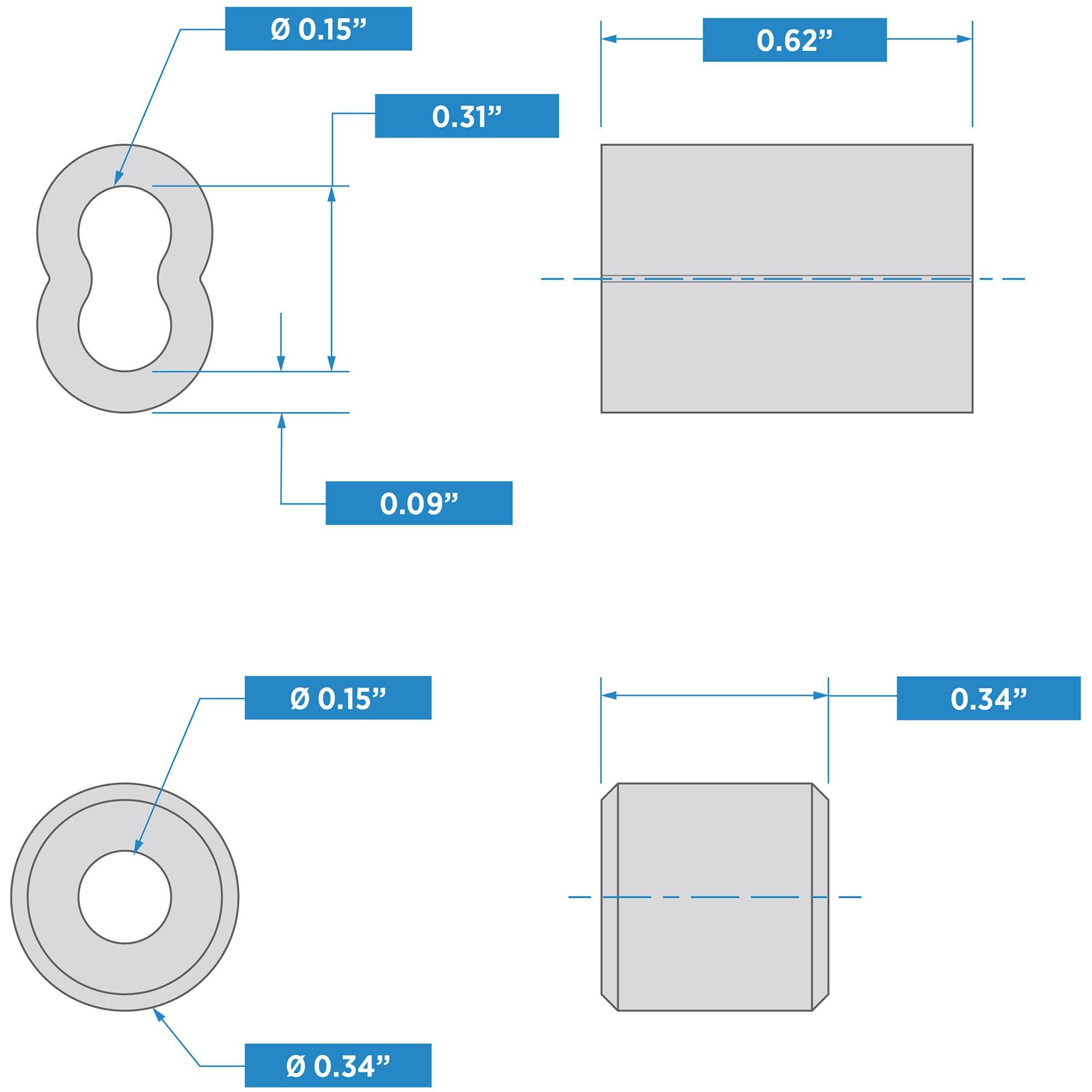 National Hardware - N100-316 V3231 1/8" Ferrule & Stop Ferrule and Stops in Aluminum