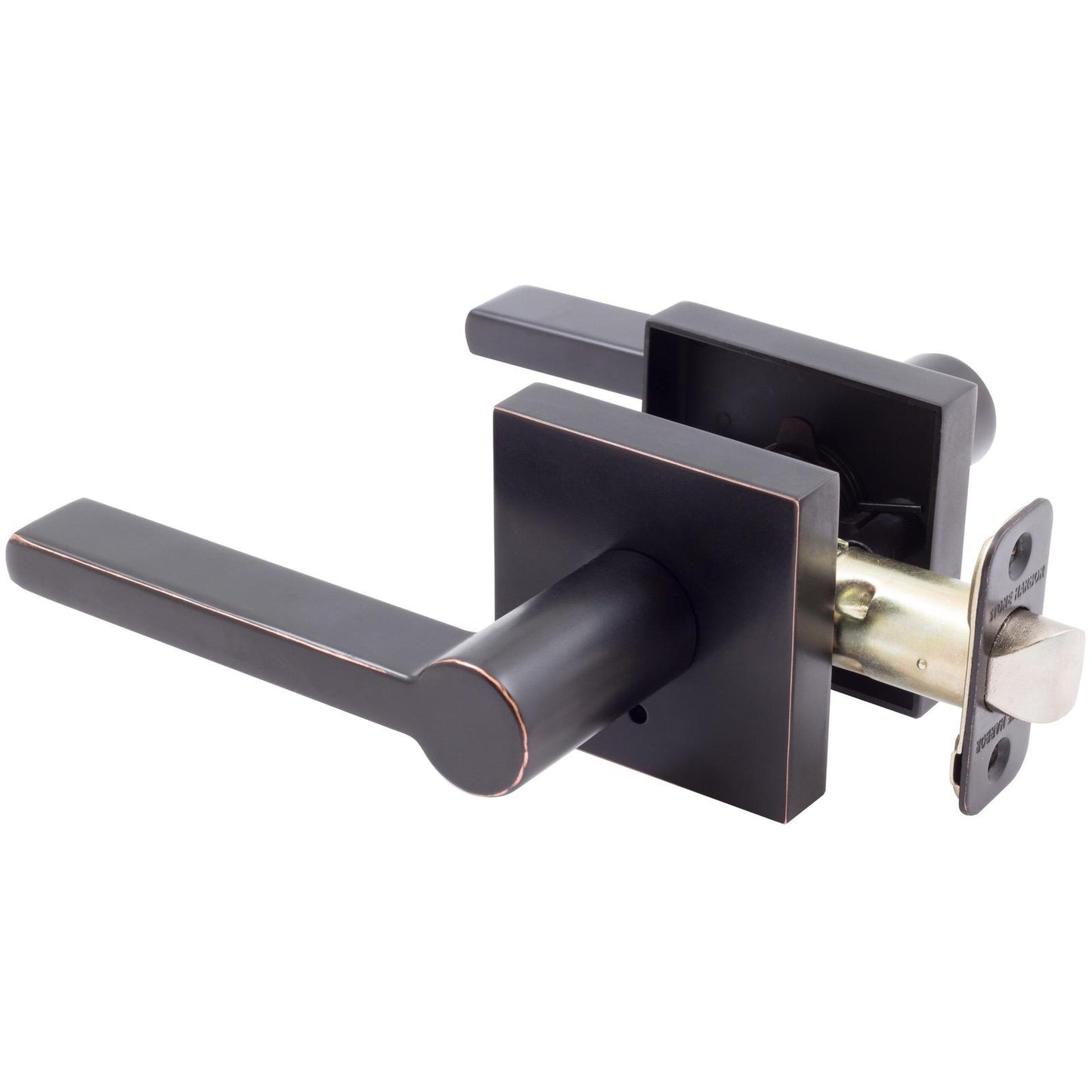 Stone Harbor Hardware Vienna Door Lever with Square Rosette, Privacy (Bed/Bath) Latch, Vintage Bronze