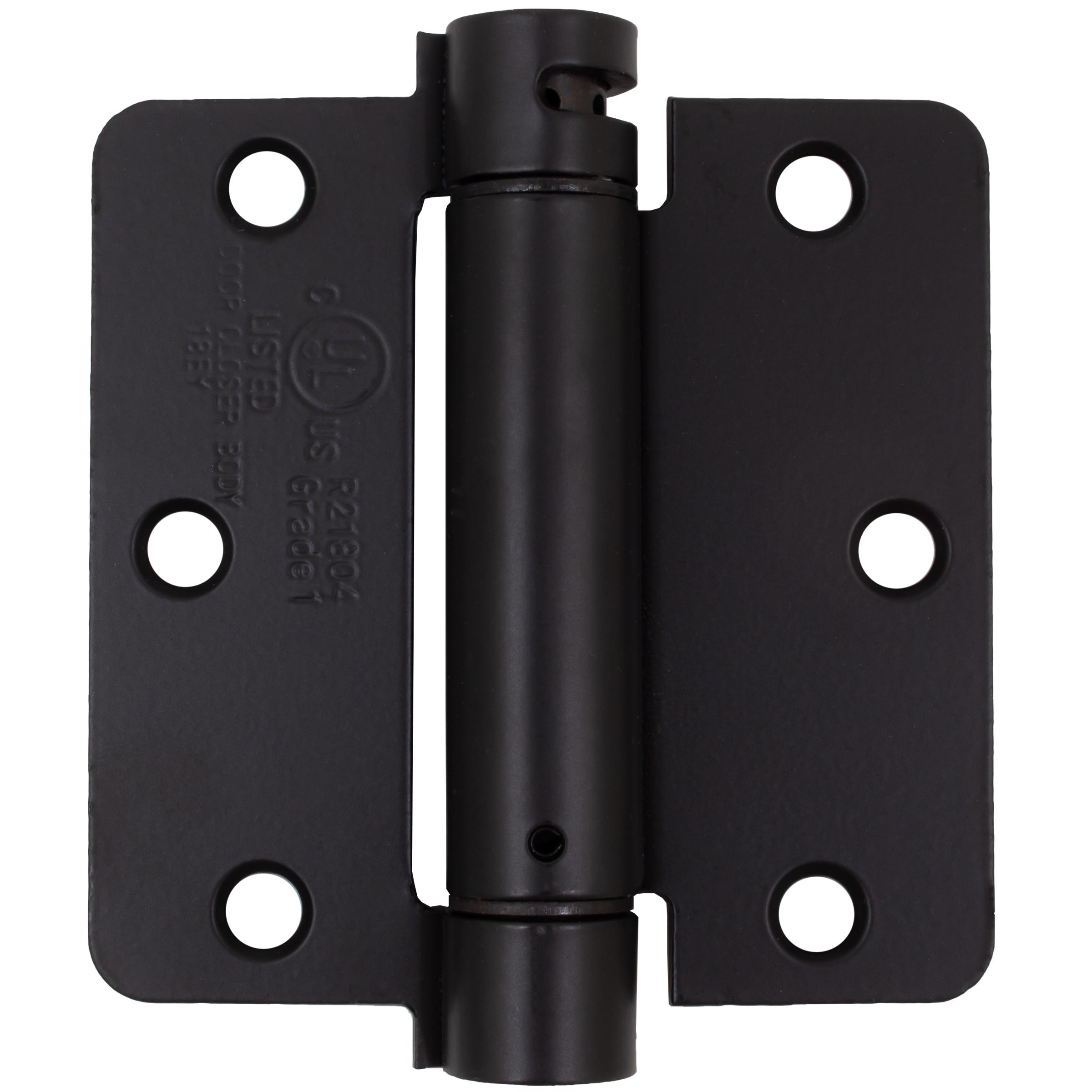 Stone Harbor Hardware Adjustable Spring Hinge, 3-1/2 Inches, 1/4" Radius Corner, Matte Black
