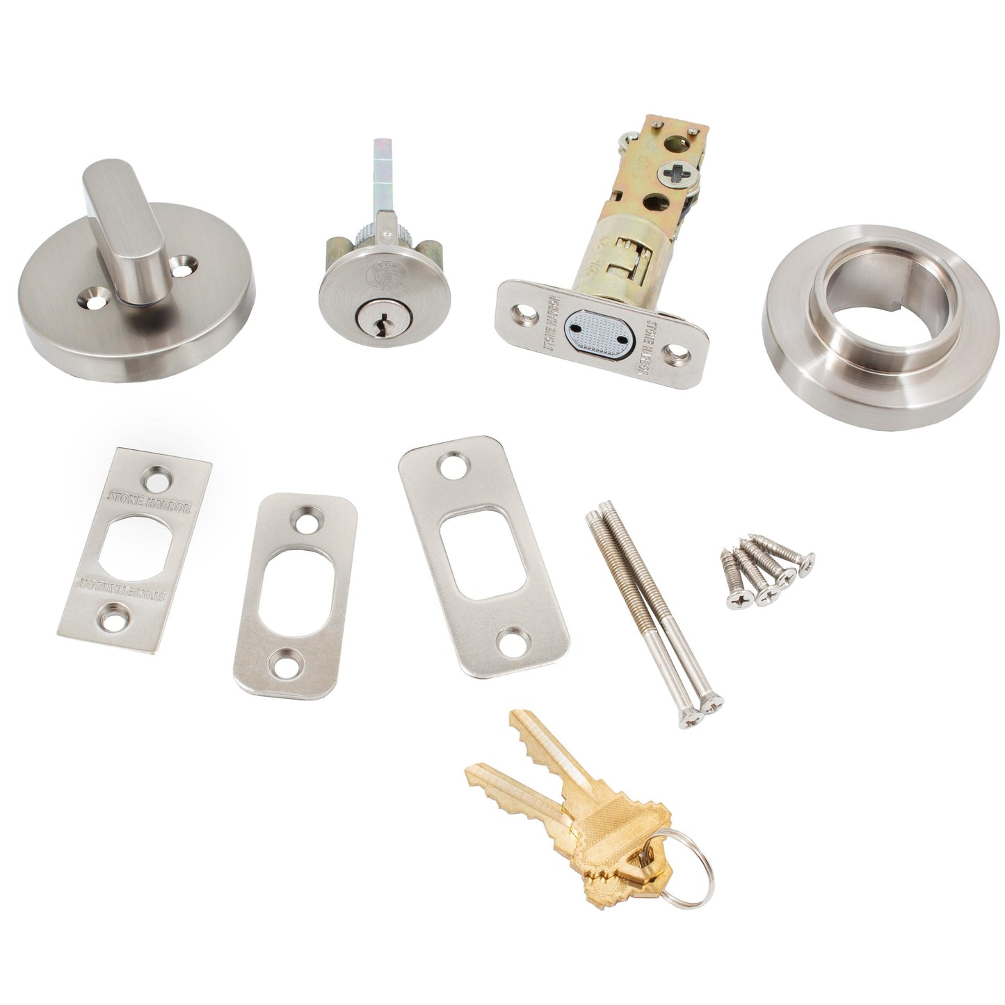 Stone Harbor Hardware Grade 3 Contemporary Round Deadbolt, SC Keyway, Satin Nickel