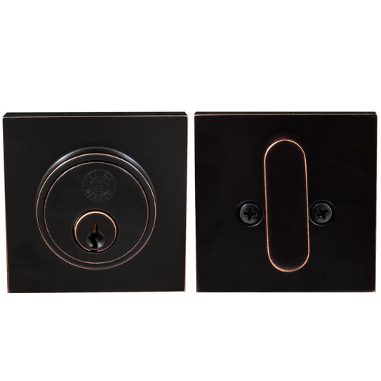Stone Harbor Hardware Grade 3 Contemporary Square Deadbolt, SC Keyway, Vintage Bronze