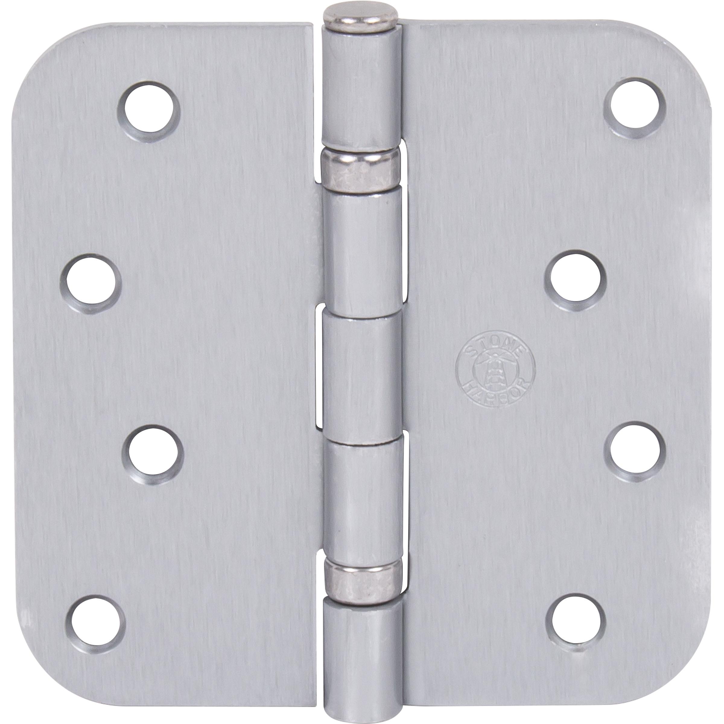 Stone Harbor Hardware 4" Ball-Bearing Door Hinges, 5/8" Radius Corner, Satin Chrome, 3-Pack
